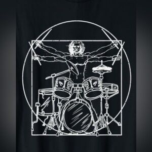 NEW Da Vinci Vitruvian Man Drummer Drum Tee T-shirt M Medium Men’s